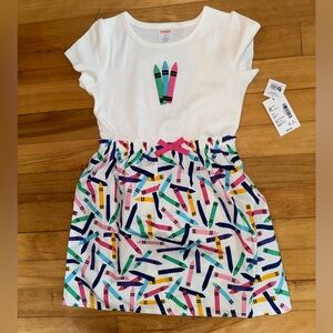 Gymboree School - Girls Embroidered Crayon Fit and Flare Dress Classroom Cutie